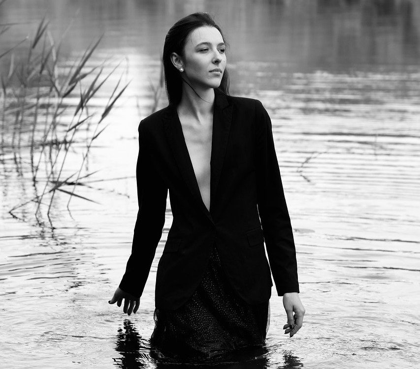 woman, river, photography